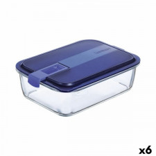 Hermetyczne pudełko na lunch Luminarc Easy Box Niebieski Szkło (6 Sztuk) (1,97 l)