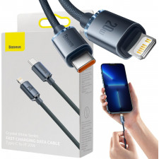 KABEL USB-C -> Lightning / iPhone Baseus Crystal CAJY000201 1.2m 20W PD Quick Charging CZARNY W OPLO