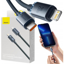 KABEL USB-C -> Lightning / iPhone Baseus Crystal CAJY000301 2m 20W PD Quick Charging CZARNY W OPLOCI