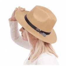 kapelusz filcowy damski beżowy z paskiem kp-02a