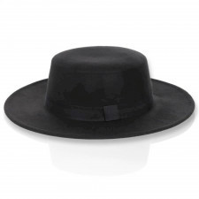 kapelusz filcowy damski z paskiem czarny kp-06