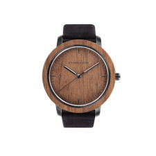 klasyczny zegarek z orzechowego drewna - plantwear (44mm, skóra)