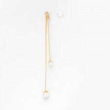 kolczyki asymetryczne z perłami, srebrne pozłacane