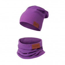  komplet czapka podwójna i komin fioletowy 56-60 wiek 10-100 lat 