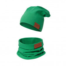  komplet czapka podwójna i komin zielony 48-52 wiek 2-7 lat 