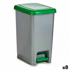 Kosz na śmieci do recyklingu Z pedałem Kolor Zielony Plastikowy (8 Sztuk)
