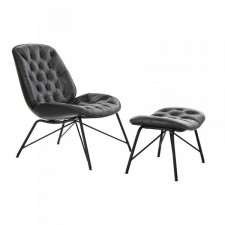 Krzesło DKD Home Decor 69 x 76 x 85 cm Czarny Metal Poliuretan Ciemny szary