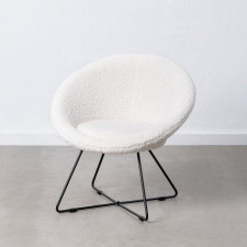 Krzesło do Jadalni 73 x 62 x 69 cm Tkanina syntetyczna Beżowy Metal