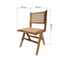 krzesło drewniane anisa naturalne, rattan/drewno tekowe, plecionka wiedeńska