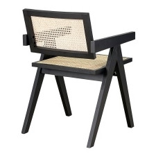 Krzesło drewniane Freja z plecionką wiedeńską, rattan, czarne
