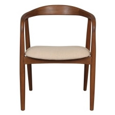 Krzesło drewniane Ludvika, zaokrąglone, orzech/beż