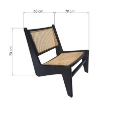 krzesło drewniane reva czarne, rattan/drewno tekowe, plecionka wiedeńska