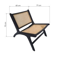 krzesło drewniane zuri czarne, rattan/drewno tekowe, plecionka wiedeńska