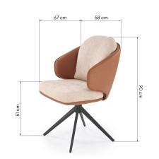 Krzesło obrotowe K554 brązowe/beżowe, ekoskóra