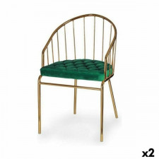 Krzesło Pręty Kolor Zielony Złoty Żelazo 51 x 81 x 52 cm (2 Sztuk)
