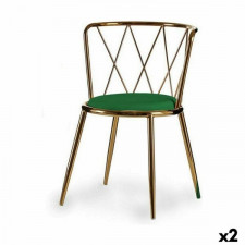 Krzesło Romby Kolor Zielony Złoty Metal 50,5 x 73 x 51 cm (2 Sztuk)