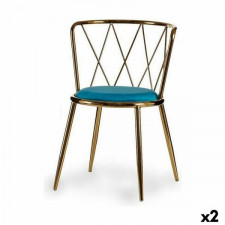 Krzesło Romby Niebieski Złoty Metal 50,5 x 73 x 51 cm (2 Sztuk)