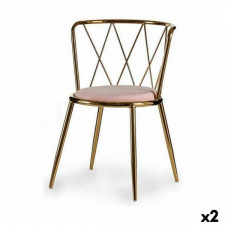 Krzesło Romby Różowy Złoty Metal 50,5 x 73 x 51 cm (2 Sztuk)