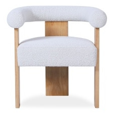 Krzesło tapicerowane Chili kremowe/naturalne, drewno kauczukowe, boucle