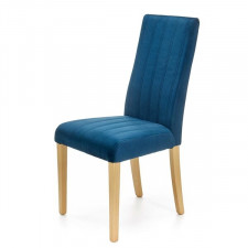 Krzesło tapicerowane Diego 3 tkanina velvet Monolith 77 granatowa, nóżki drewno lite bukowe dąb miod
