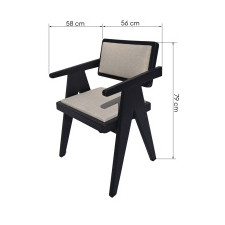 krzesło z podłokietnikami ferris beżowe/czarne, drewno tekowe