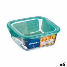 Kwadratowe pudełko na lunch z pokrywką Luminarc Keep'n Lagon 10 x 5,4 cm Turkusowy 380 ml Dwuowy Szk