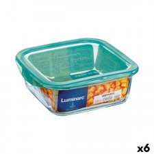 Kwadratowe pudełko na lunch z pokrywką Luminarc Keep'n Lagon 760 ml 13 x 6 cm Turkusowy Szkło (6 Szt