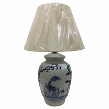 Lampa stołowa DKD Home Decor Niebieski Biały Porcelana Słoń (40 x 40 x 60 cm)