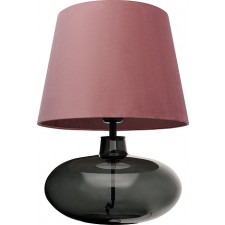 Lampa stołowa Sawa Velvet różowa przydymiona podstawa z czarnym mocowaniem