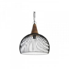 Lampa Sufitowa DKD Home Decor Naturalny Czarny Metal Drewno 50 W 36 x 36 x 40 cm