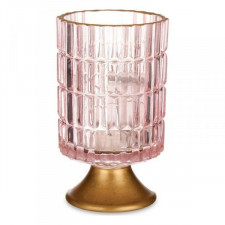 Latarnia LED Paski Różowy Złoty Szkło (10,7 x 18 x 10,7 cm)