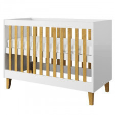 łóżeczko niemowlęce from 60x120 cm, biały mat, nóżki lite drewno dębowe