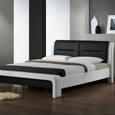 Łóżko Cassandra 120 x 200 cm, ekoskóra biało-czarna 