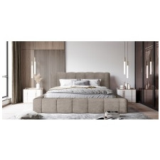 łóżko tapicerowane lento 140/160/180x200 cm z pojemnikiem i stelażem, szarobeżowe
