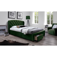 Łóżko tapicerowane Sabrina 160 x 200 cm  z szufladami, ciemny zielony 