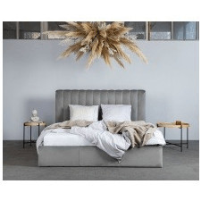 łóżko vertical 140x200 cm ze stelażem metalowym i pojemnikiem, szare, welur