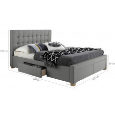 Łóżko z szufladami perfect 160x200 szare glamour
