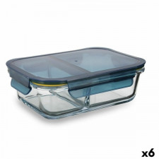 Lunchbox z przegrodami Quid Astral Niebieski Szkło (520 ml + 350 ml) (6 Sztuk)