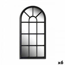 Lustro ścienne Okno Czarny Szkło Plastikowy 34,5 x 2,5 x 69,5 cm (6 Sztuk)