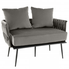 Nowoczesna sofa 2-osobowa Loveseat z poduszkami szara