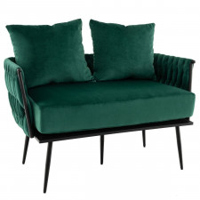 Nowoczesna sofa 2-osobowa Loveseat z poduszkami zielona