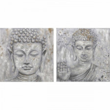 Obraz DKD Home Decor 100 x 2,4 x 100 cm Budda Orientalny (2 Sztuk)