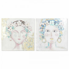 Obraz DKD Home Decor 100 x 3,5 x 100 cm Kobieta Skandynawski (2 Sztuk)