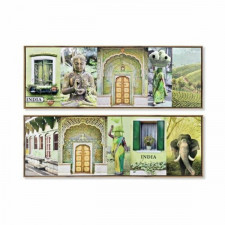 Obraz DKD Home Decor 120 x 2,3 x 40 cm Płótno Kolor Zielony polistyrenu (2 Sztuk)