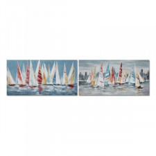 Obraz DKD Home Decor 140 x 2,8 x 70 cm Żaglówki Śródziemnomorski (2 Sztuk)