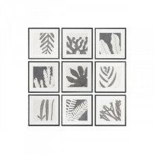 Obraz DKD Home Decor 40 x 4 x 40 cm Liść roślin Miejska (9 Sztuk)
