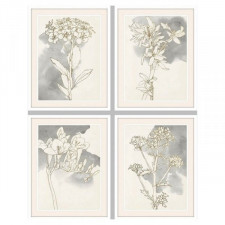 Obraz DKD Home Decor 55 x 2,5 x 70 cm Kvety Romantyczny (4 Części)