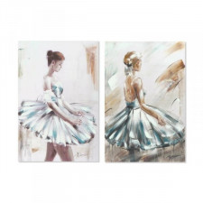 Obraz DKD Home Decor 60 x 2,5 x 90 cm Baletnica Romantyczny (2 Sztuk)