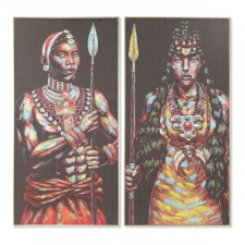 Obraz DKD Home Decor 60 x 5 x 120 cm Kolonialny Afrykańczyk (2 Sztuk)