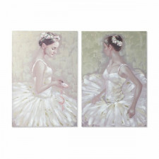 Obraz DKD Home Decor 80 x 3 x 120 cm Baletnica Tradycyjny (2 Sztuk)